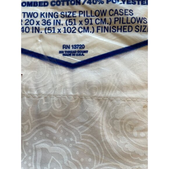 Vintage Wamsutta No-Iron Percale King Pillowcases 60% Combed Cotton 40% Polyeste - Picture 3 of 11